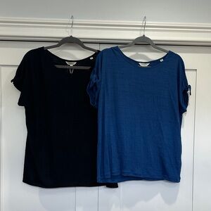 2 NWT Max Studio Short Sleeve Tops- Black and Blue size 1X